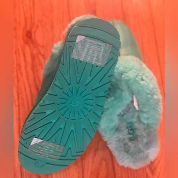 UGG Teal Plush Shearling Slip-On Mules - Picture 3 of 4